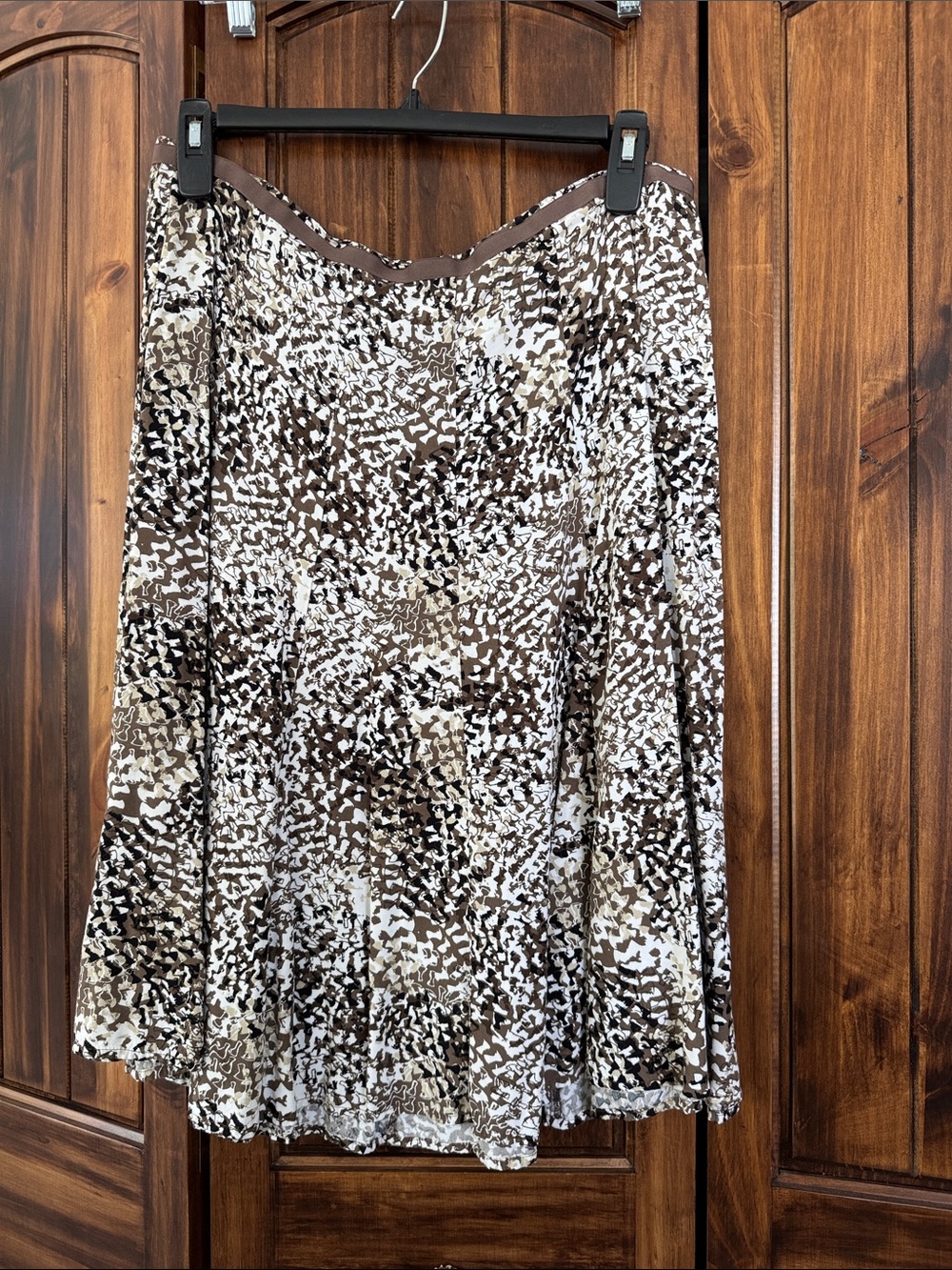 Christopher & Banks Brown, Cream & Brown Printed Circle Skirt